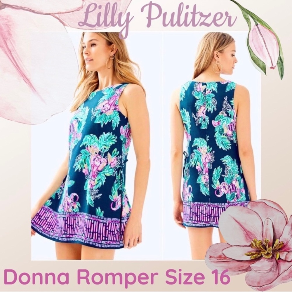 Holy Grail 🌸🐘🌺 Lilly Pulitzer Donna Shift Romper in Peanut Gallery- Size 16